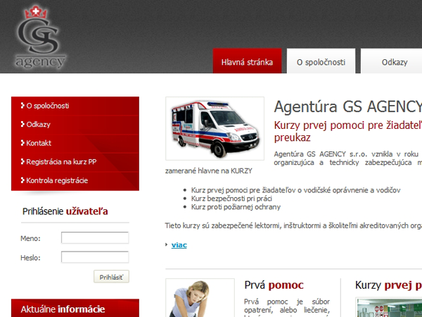 Webové stránky Agentúry GS Agency