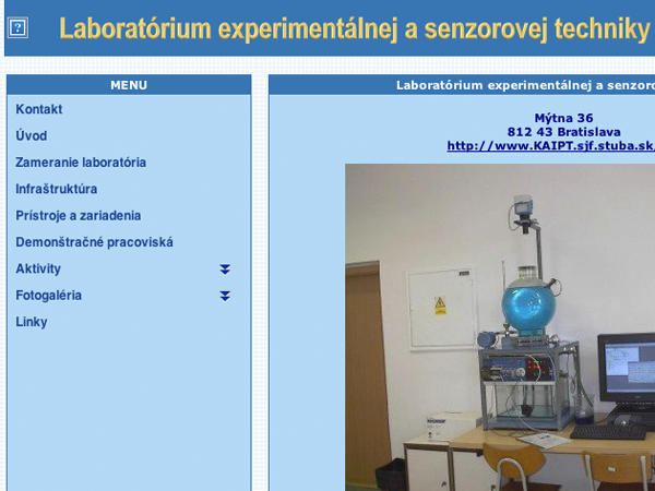 Webové stránky Laboratória experimentálnej a senzorovej techniky