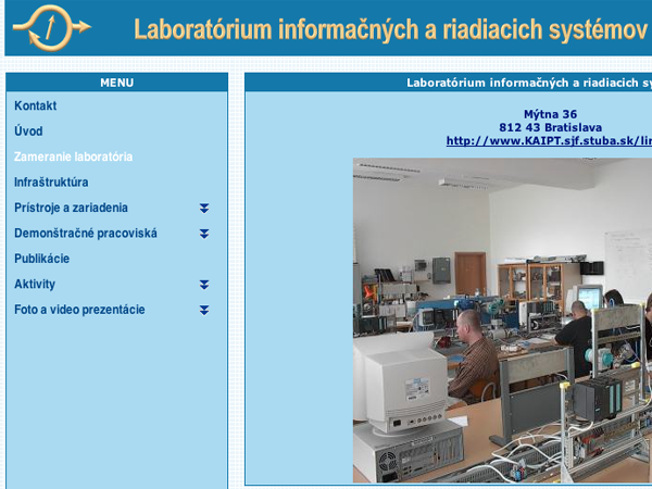 Webové stránky Laboratória informačných a riadiacich systémov