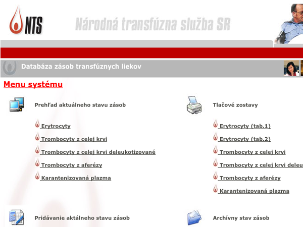 Intranetový systém evidencie zásob transfúznych liekov